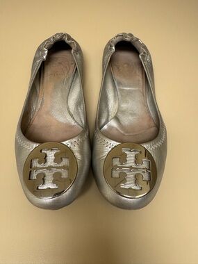 Tory Burch Metallic Miller Logo Ballet Flats